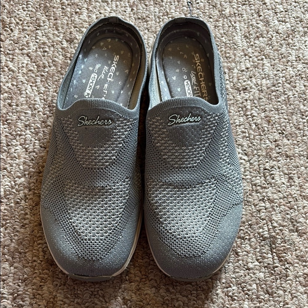 Skechers Charcoal Knit Slip-Ons